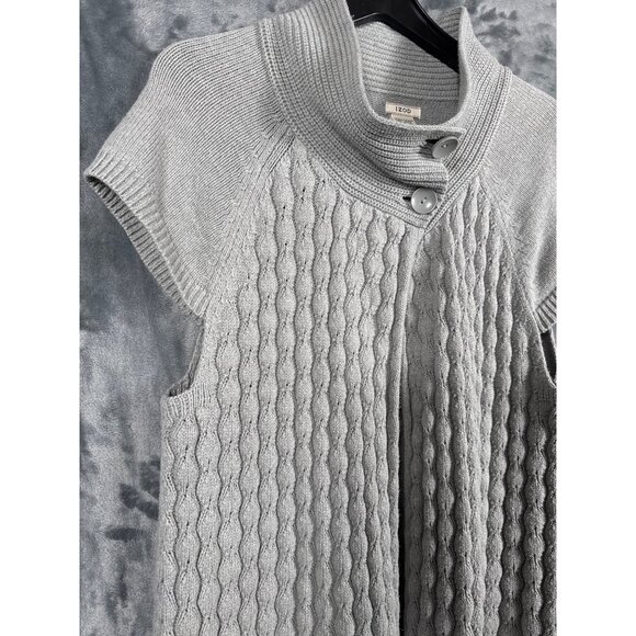 Izod Womens Cardigan Cable Knit Gray Sweater With Button Collar XXL - Picture 4 of 16